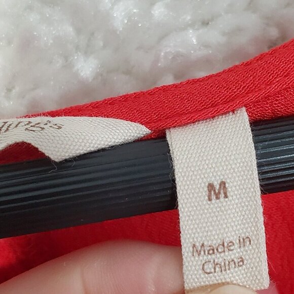 Soft Surroundings Women Gauzy Long Sleeve Dress Size Medium Red Flowy Lagenlook - Picture 6 of 13